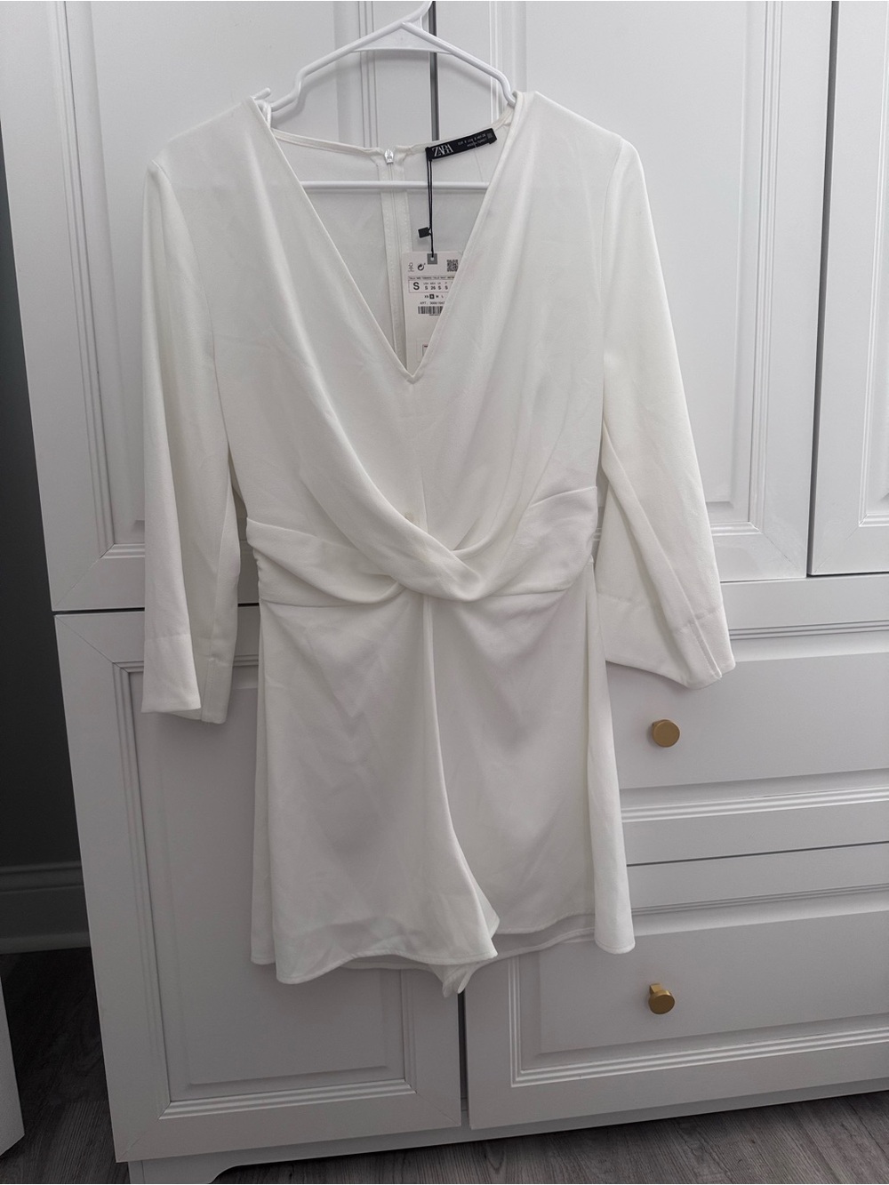 Zara White V-Neck Twist-Waist Romper